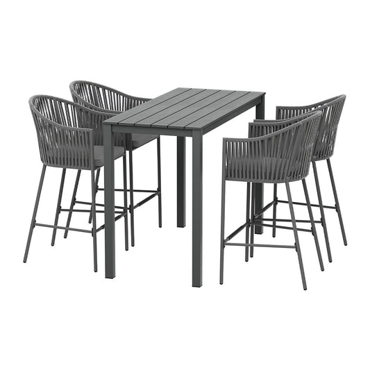 Bar Table Set with 4 Chairs Luxury Outdoor Rope