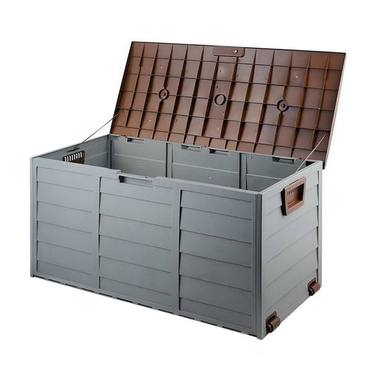 Outdoor Storage Box 290L Lockable Organiser Garden Deck Brown