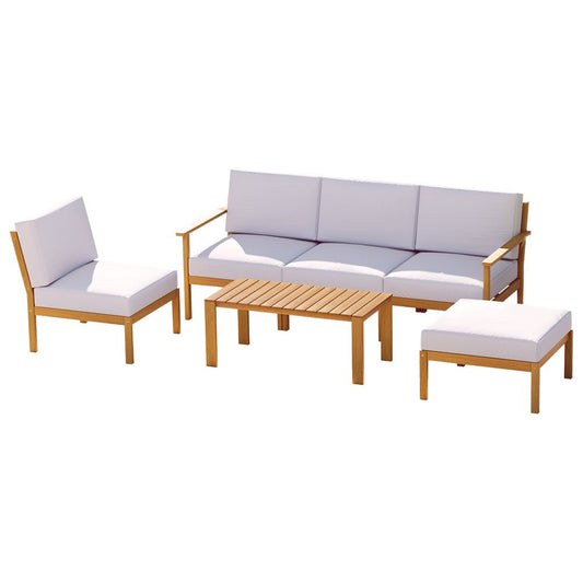 Outdoor Lounge 5-Seater Outdoor Sofa Set Setting Chair Ottoman Wooden